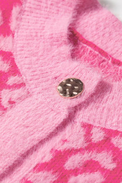 ~PREORDER~ Pink Leopard Print Knit Sleeveless Sweater Vest ~PREORDER~