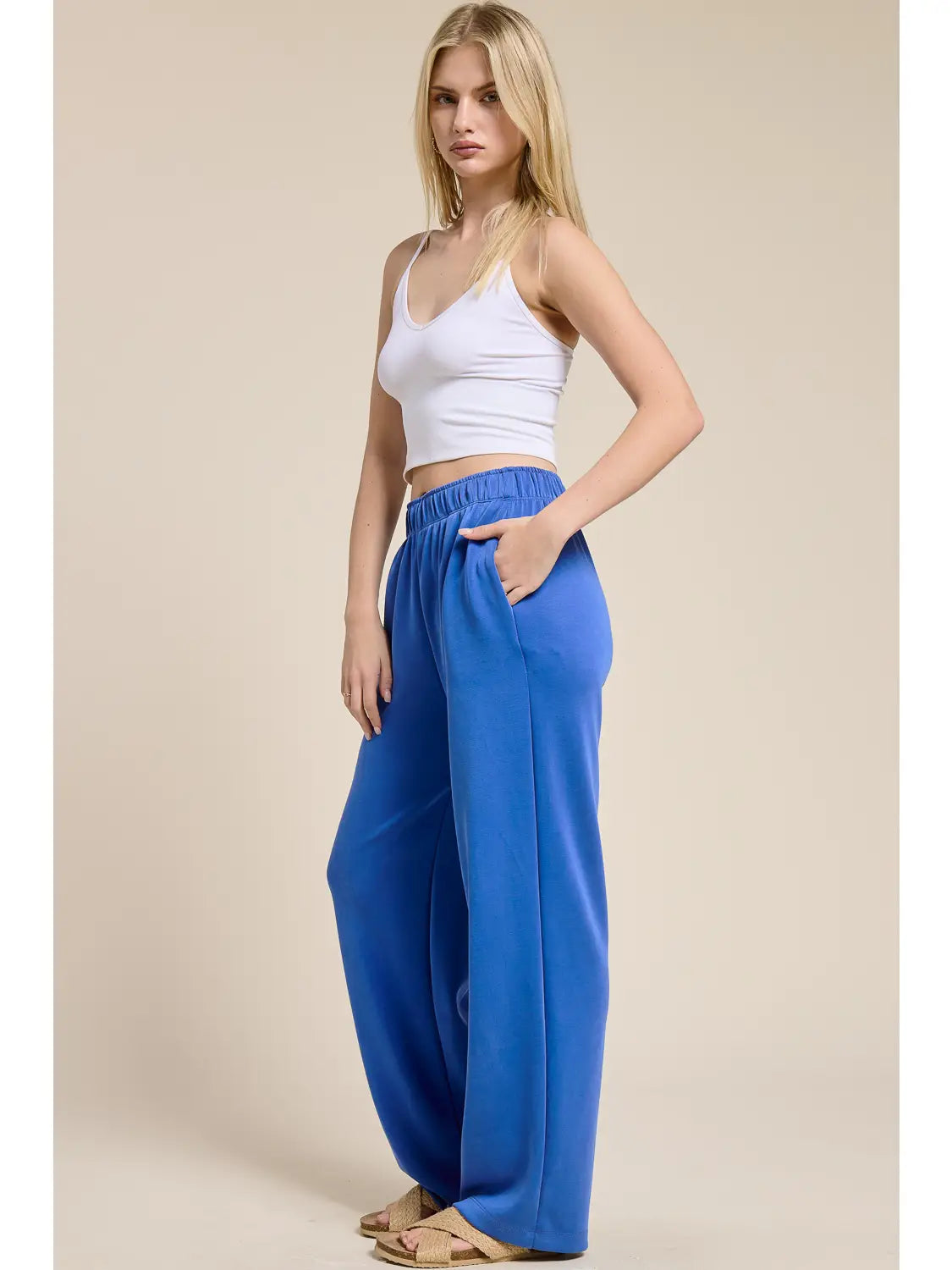The Margo Scuba Wide Leg Pants – Pull-On Scuba Knit Boutique Lounge Trousers