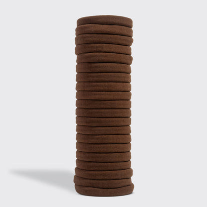 Recycled Fabric Seamless Hair Elastics 20pc Set - Chocolate by Kitsch
