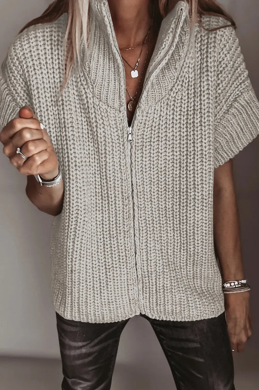 ~PREORDER~ Zip It Up Short Sleeve Knit Sweater ~PREORDER~