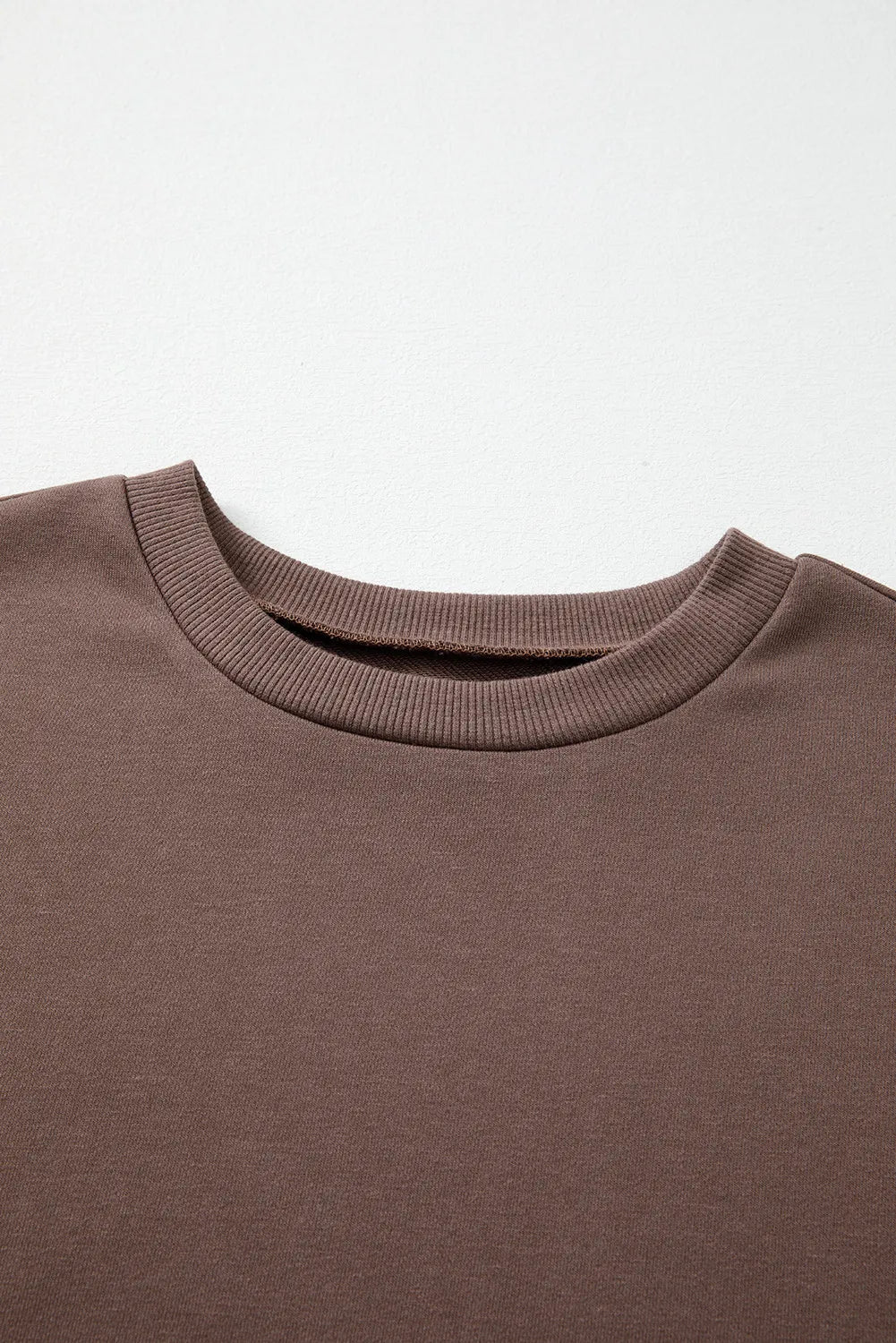 Mocha Colorblock Sleeve Sweatshirt | Ribbed Patchwork Crewneck Pullover