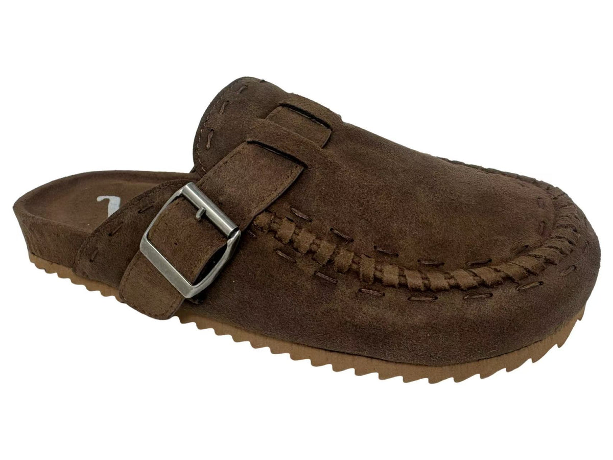 Bella by Very G Suede Buckle Mule | Women’s Brown Slip-On Clog