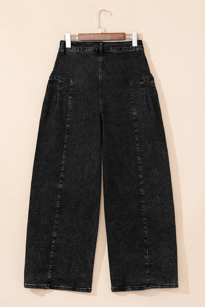 ~PREORDER ~ Pleated Wide Leg Mineral Wash Denim Pants ~PREORDER ~