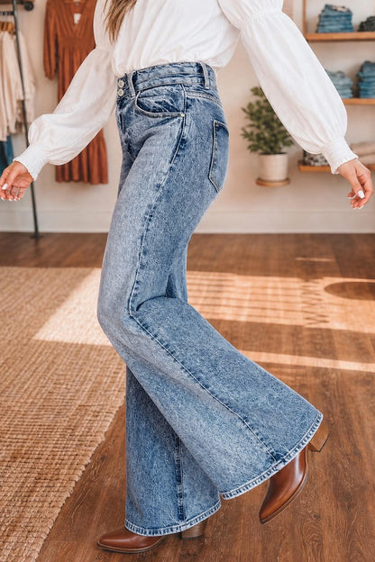 ~PREORDER~ Acid Wash Pocket Detail Flare Jeans ~PREORDER~