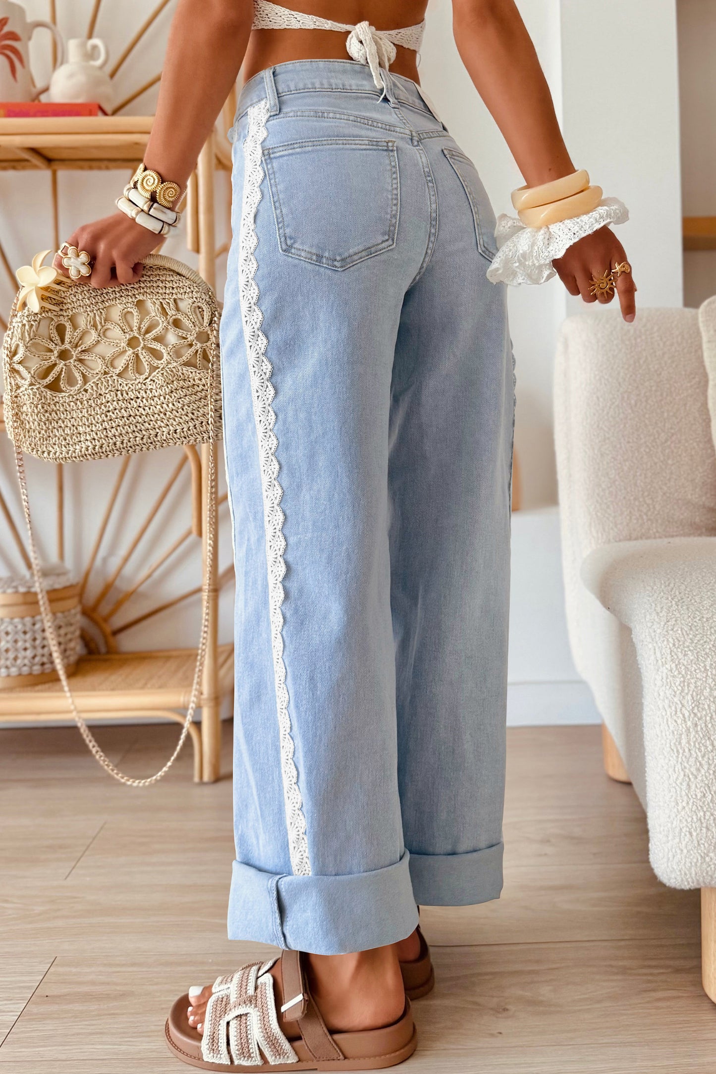 ~PREORDER~ Beau Blue Lace Side Stripe Wide Leg Jeans ~PREORDER~