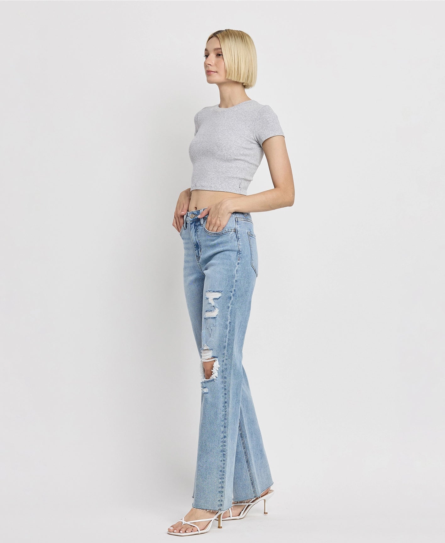 90'S VINTAGE SUPER HIGH RISE FLARE JEANS Vervet