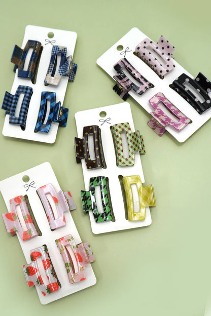 Sweet Check Mini Claw Clip Set | Checker & Strawberry Hair Clips