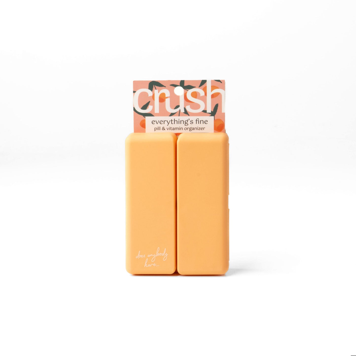 “Everything’s Fine pill and vitamin case with 8 compartments – B7 Boutique”

“Funny travel pill organizer with snap closure”

“Compact supplement case with bold text design”