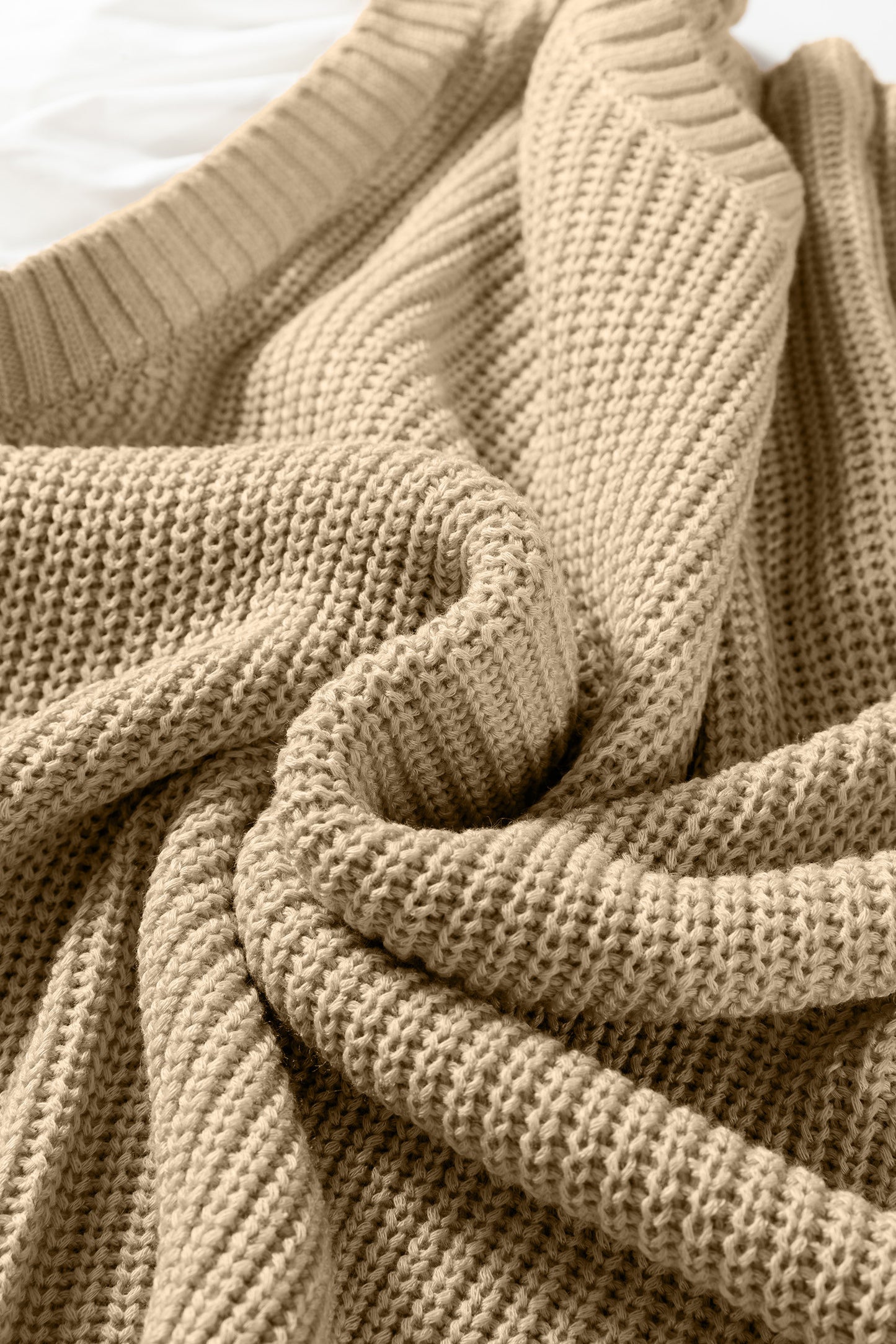 ~PREORDER ~ Light French Beige Knit Contrast Short Sleeve Sweater Top ~PREORDER ~