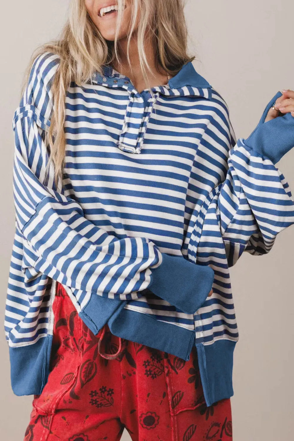 ~PREORDER~ Blue Skies Striped Raw Seam Pullover ~PREORDER~