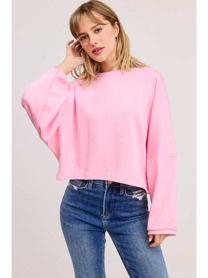 Oversized Loungey Scuba Top – Relaxed Fit Scuba Knit Boutique Pullover