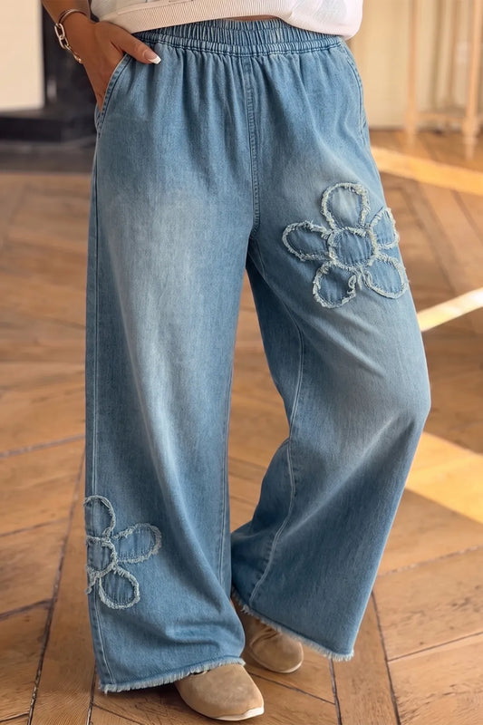 ~PREORDER~ Daisy Days Frayed Floral Wide Leg Jeans ~PREORDER~