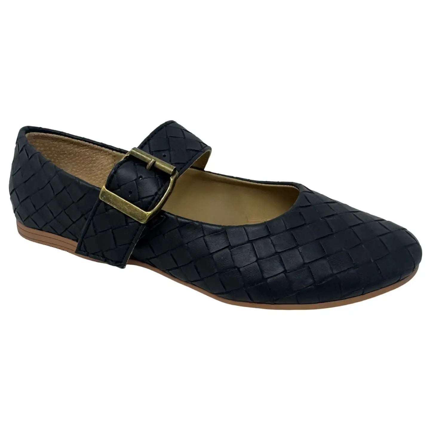 Very G Shelly Mary Jane Flat | Woven Patent-Inspired Buckle Shoe