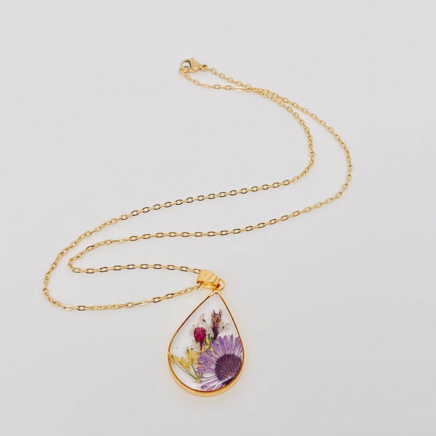 Genuine Pressed Dried Flower Floral Charm Necklace - PDF