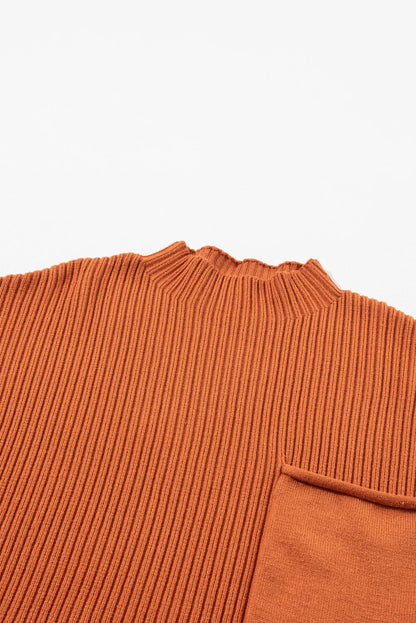 ~PREORDER~ Golden Hour Ribbed Mock Neck Pocket Sweater Top ~PREORDER~