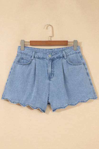 ~PREORDER ~ Myosotis Scalloped Trim Casual Denim Shorts ~PREORDER ~