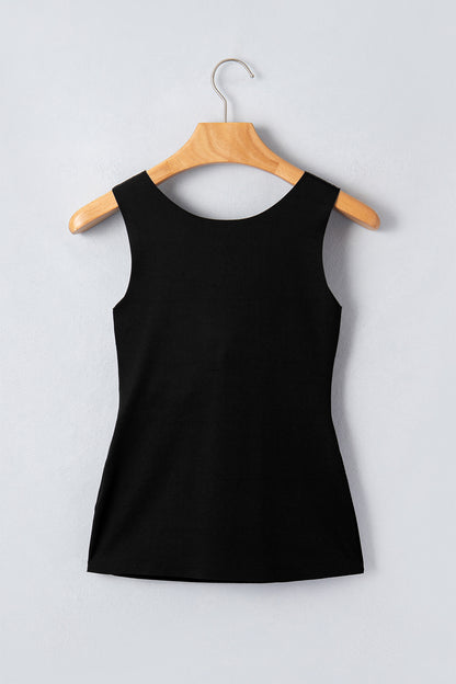 ~PREORDER ~ Solid Color Wide Strap Splicing Athleisure Tank Top ~PREORDER ~