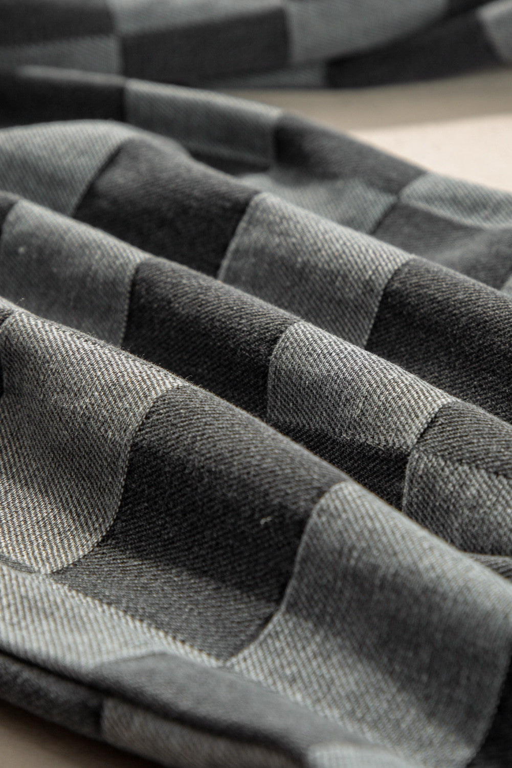 ~PREORDER ~ Dark Grey Checkered Denim Wide Leg Jeans ~PREORDER ~