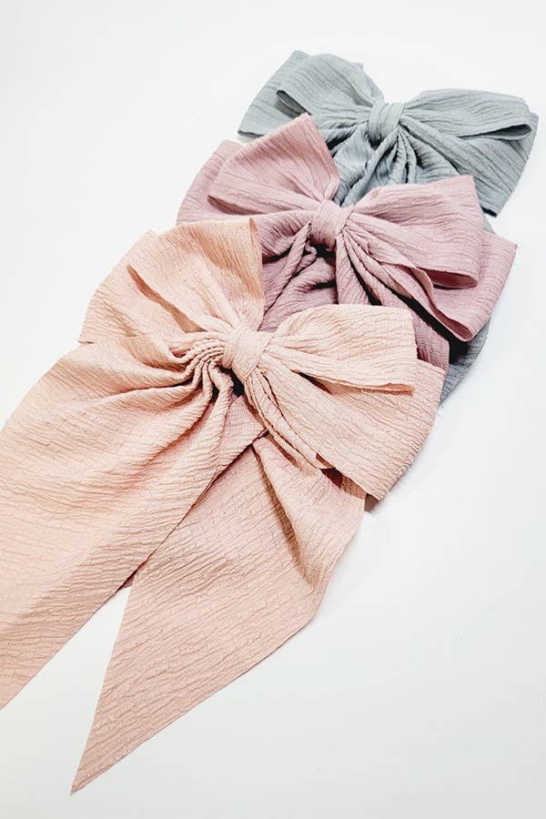 Wrinkled Line Fabric Long Tail Hair Bow