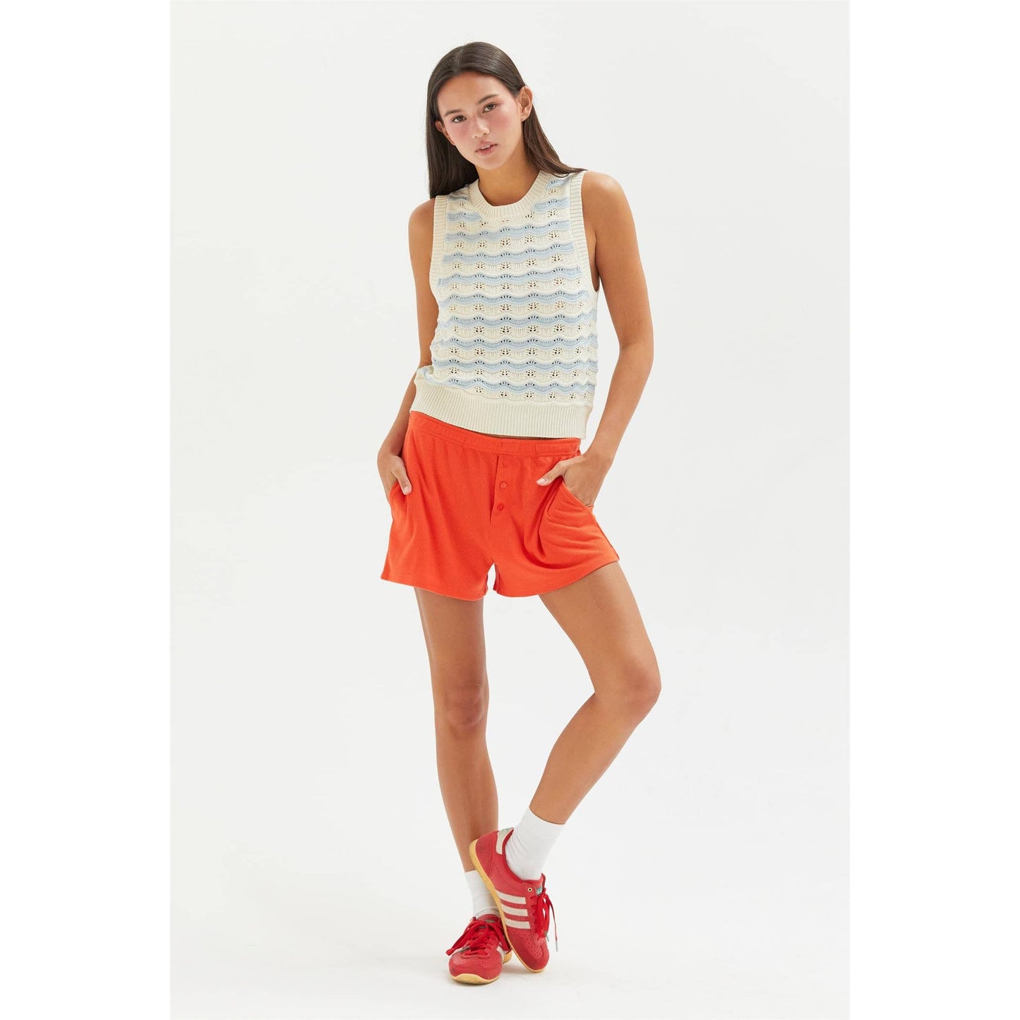 Easy Breeze Button Detail Flowy Shorts | High Waist Double Zero Shorts by Double Zero