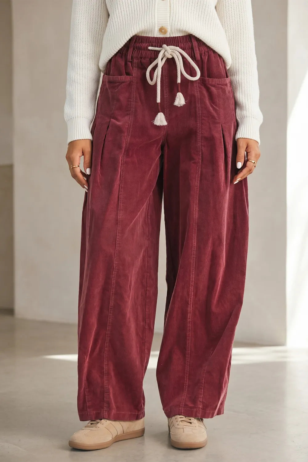 ~PREORDER~ Racing Red Drawstring Corduroy Barrel Pants ~PREORDER~
