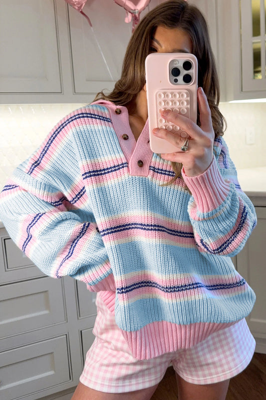 ~PREORDER~ Cotton Candy Stripe Button Collar Sweater ~PREORDER~