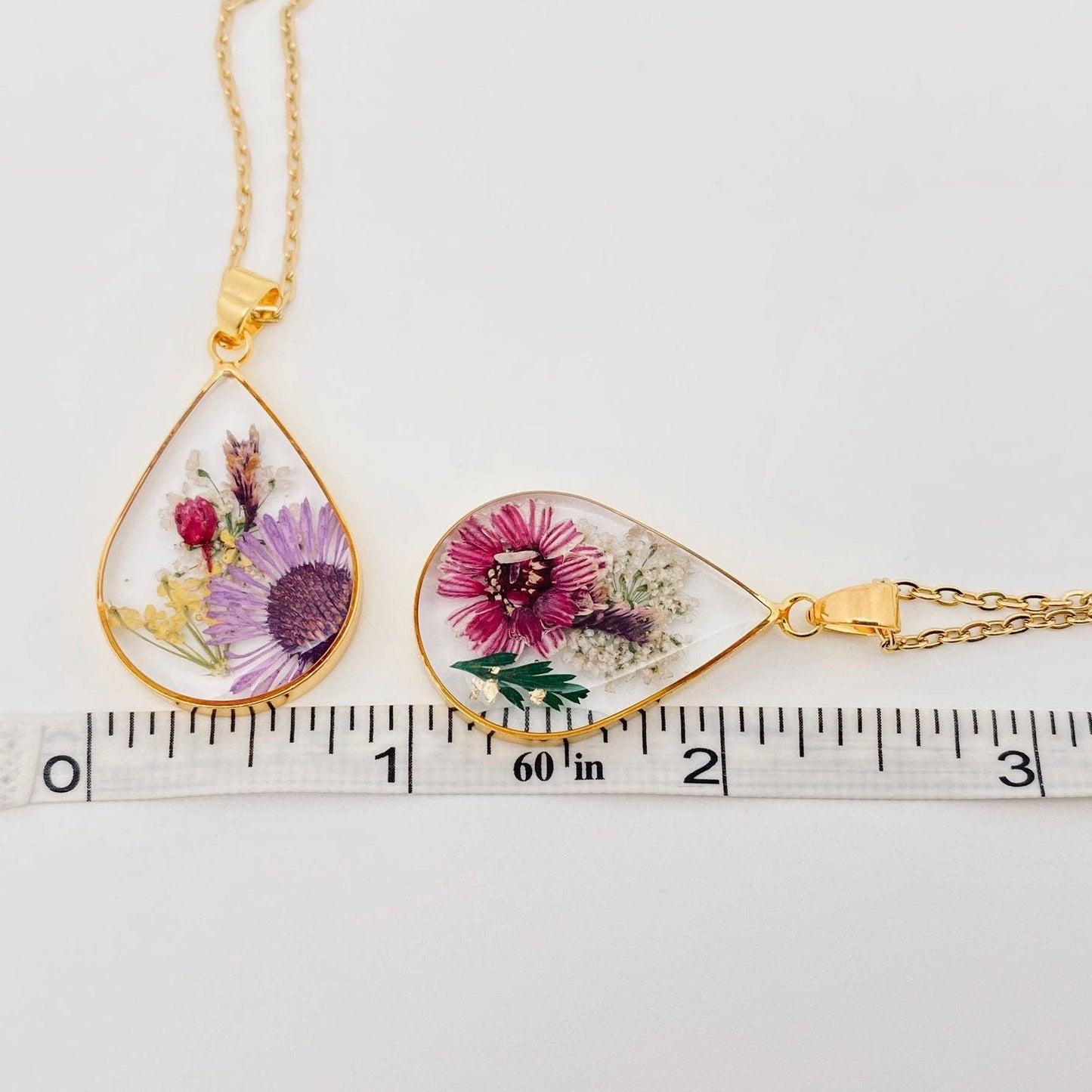 Genuine Pressed Dried Flower Floral Charm Necklace - PDF