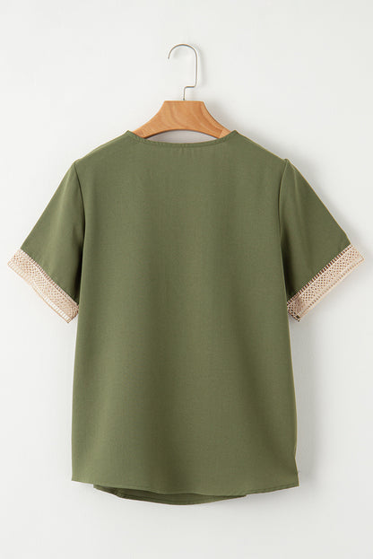 ~PREORDER ~ Lace Trim V Neck Blouse ~PREORDER ~