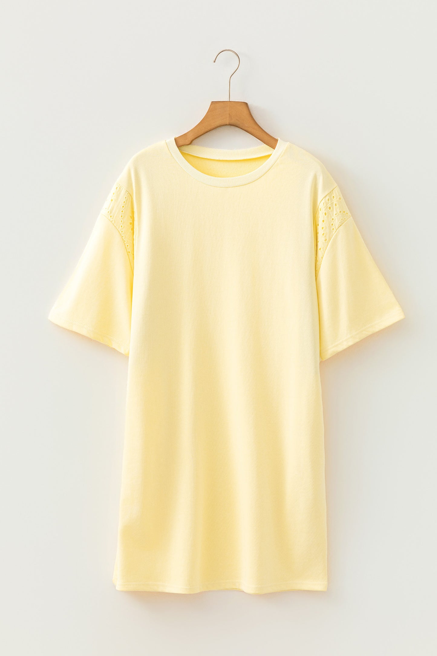 ~PREORDER ~ Yellow Cream Eyelet Lace Sleeve T Shirt Dress ~PREORDER ~