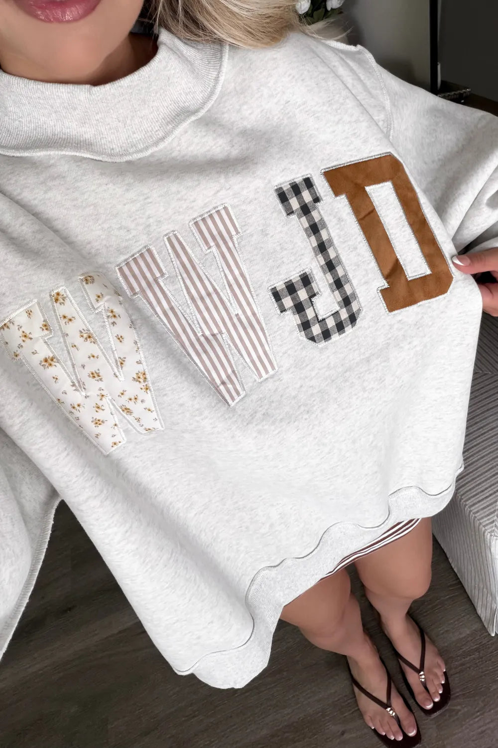 ~PREORDER~ WWJD Patchwork Mock Neck Sweatshirt ~PREORDER~