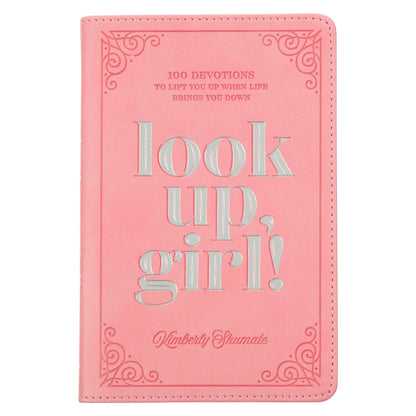 Look Up, Girl! Pink Faux Leather Devotional | 100 Devotions for Comfort & Encouragement
