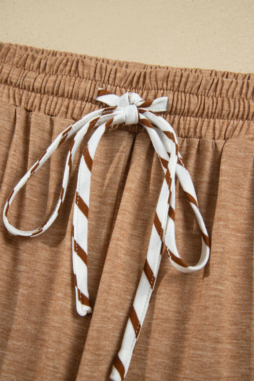 ~PREORDER~ Khaki Stripe Ruffle Trim 2-Piece Lounge Set ~PREORDER~