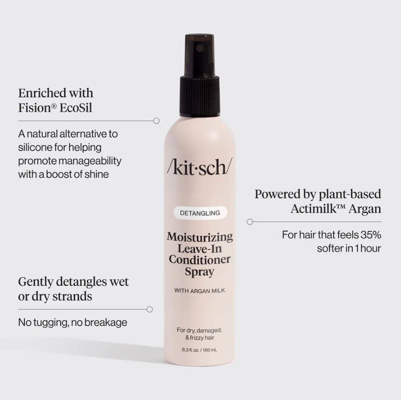 Kitsch Argan Milk Leave-In Conditioner – Lightweight Detangling Spray for Soft, Smooth, Frizz-Free Hair