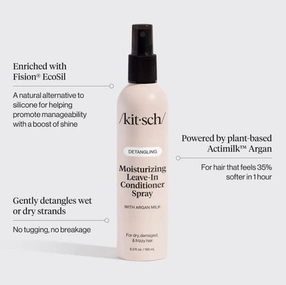 Kitsch Argan Milk Leave-In Conditioner – Lightweight Detangling Spray for Soft, Smooth, Frizz-Free Hair