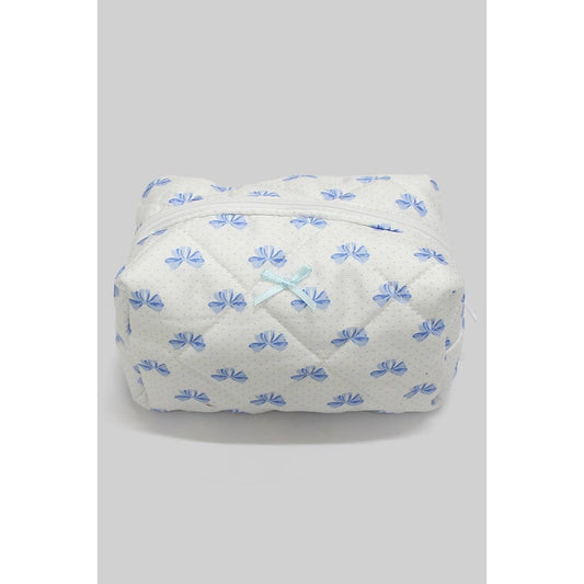 QUILTED MAKEUP BAG WITH BOW PRINT