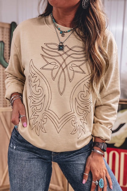 ~PREORDER~ Desert Stitch Beige Western Embroidered Sweatshirt ~PREORDER~
