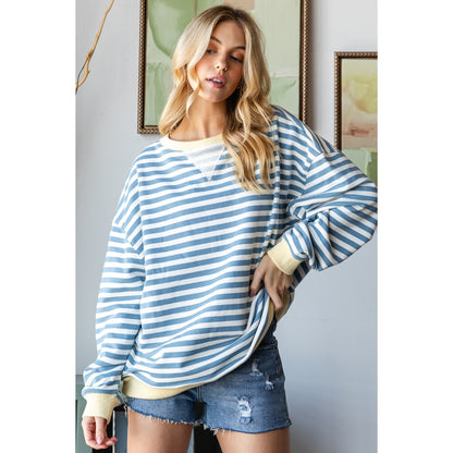 Blue Skies & Buttercream Striped Pullover