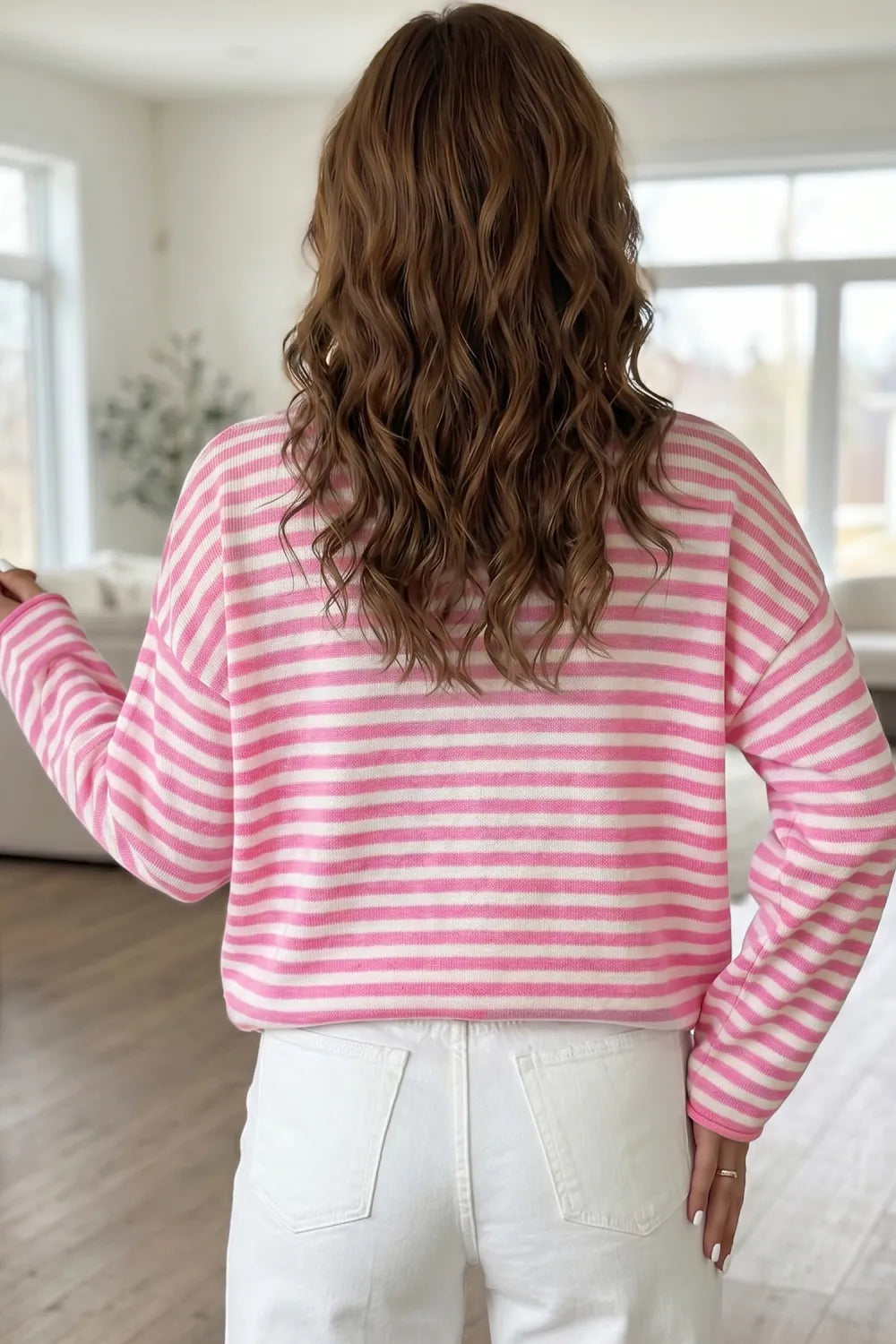 ~PREORDER~ Pretty in Pink Stripe Button Henley Sweater ~PREORDER~