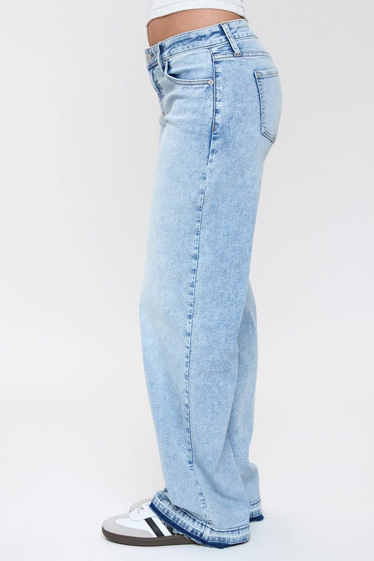 Brittany Release Hem Straight Jeans | YMI Low Rise Wide Straight Denim