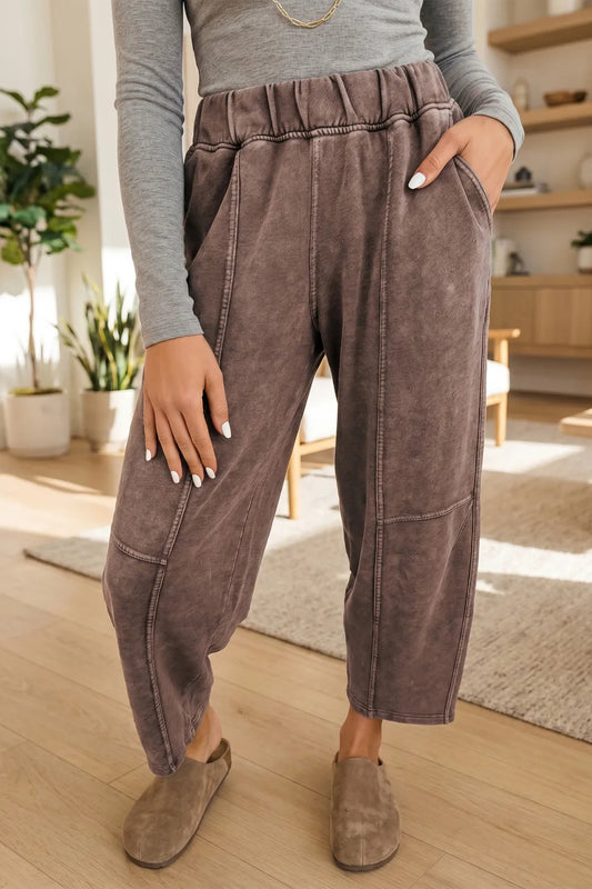 ~PREORDER~ Coffee Mineral Wash Seam Detail Barrel Pants ~PREORDER~