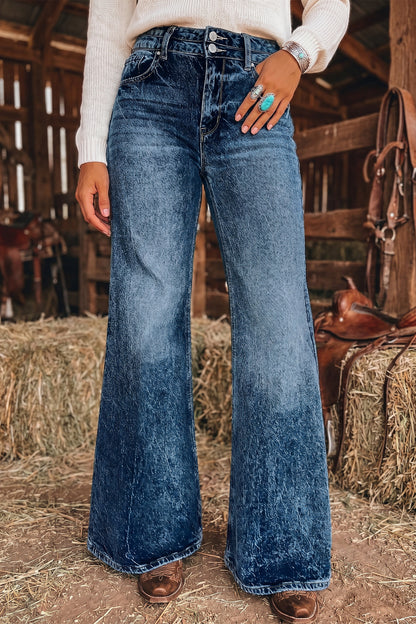 ~PREORDER~ Acid Wash Pocket Detail Flare Jeans ~PREORDER~