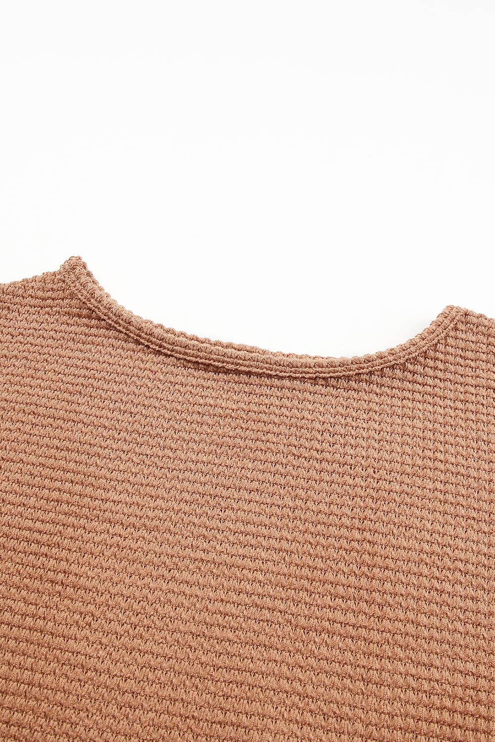 Waffle Knit Drop Shoulder Long Sleeve Top