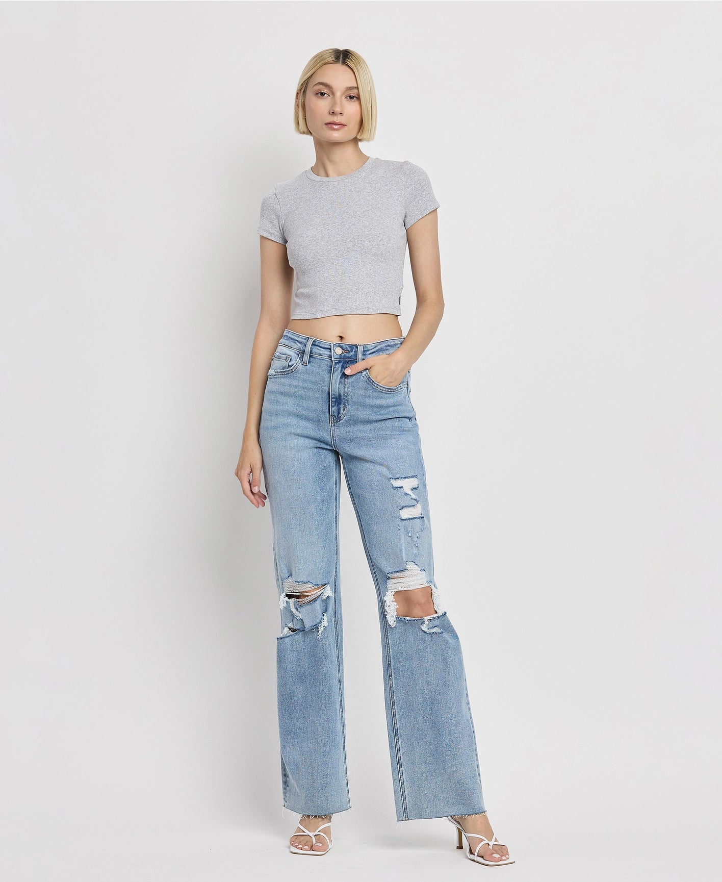 90'S VINTAGE SUPER HIGH RISE FLARE JEANS Vervet