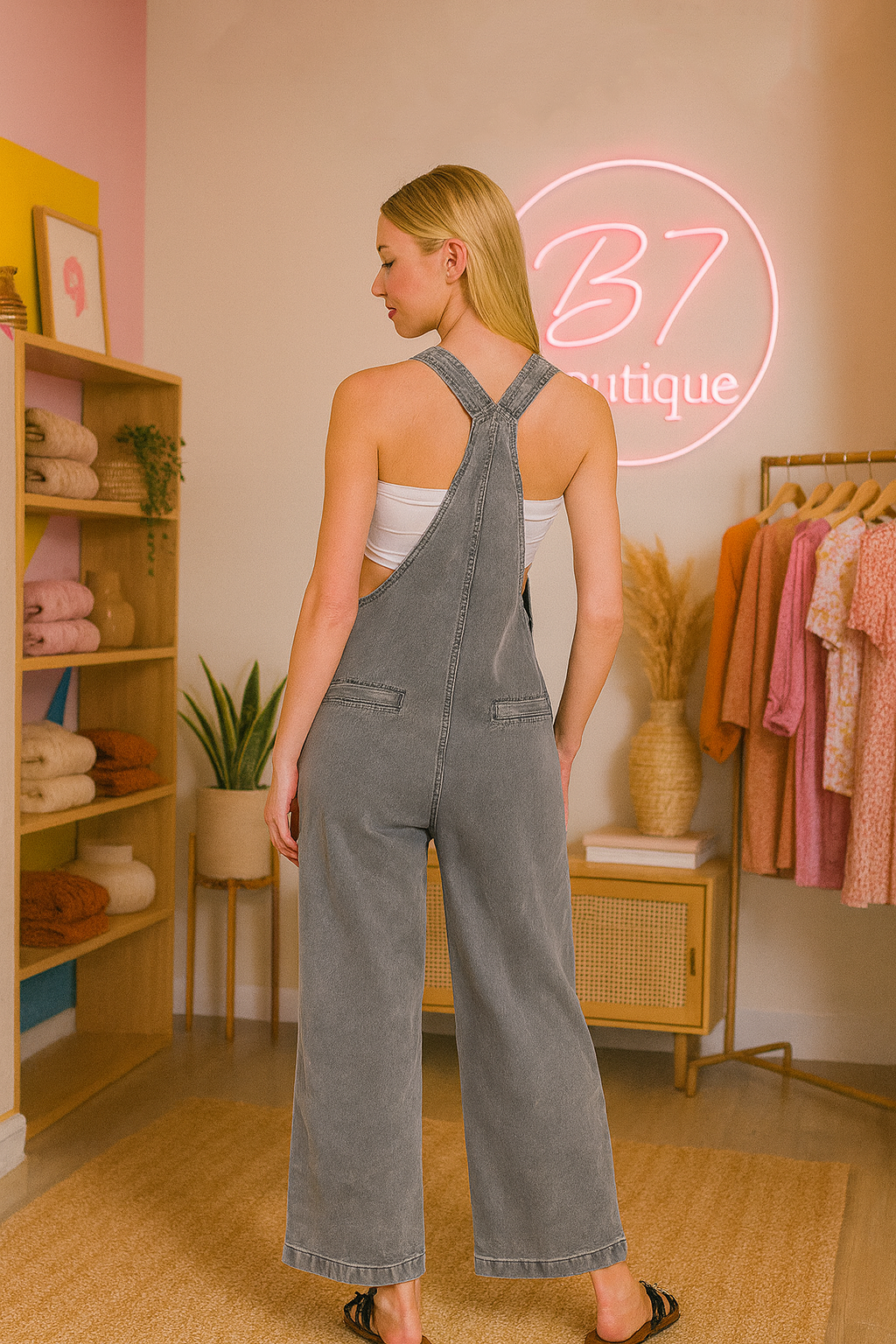 Washed Knot Strap Jumpsuit with Pockets – Zenana Wide Leg Overalls