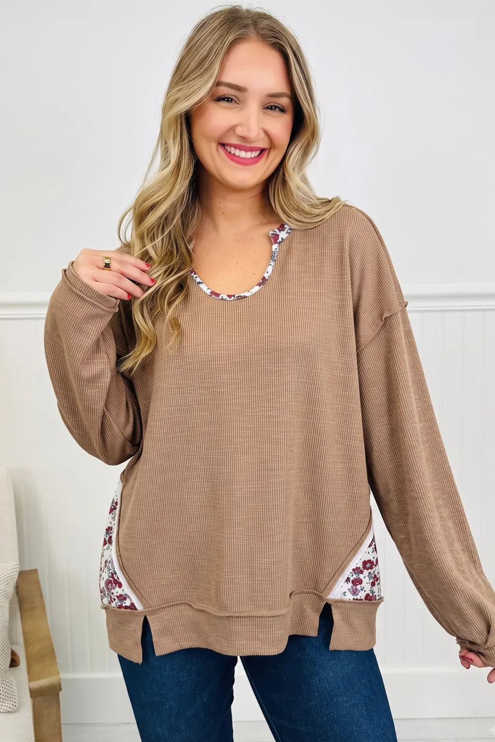 ~PREORDER~ Soft Bloom Floral Trim Tunic Top ~PREORDER~