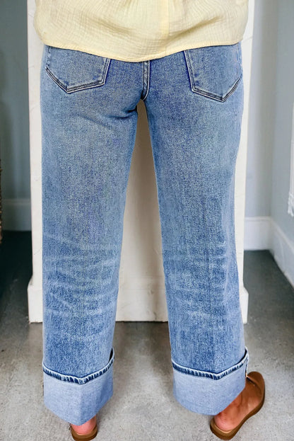 ~PREORDER~ Myosotis High-Waist Center Seam Cuffed Straight Jeans