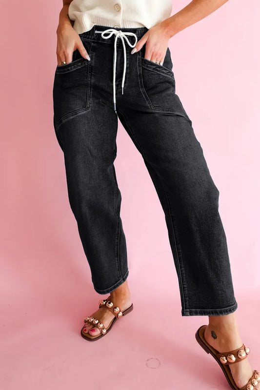 ~PREORDER~ Easy Going Black Drawstring Ankle Jeans ~PREORDER~