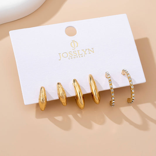 Golden Glow Hoop Earring Set | Hypoallergenic Gold Huggie & Dome Hoop Earrings