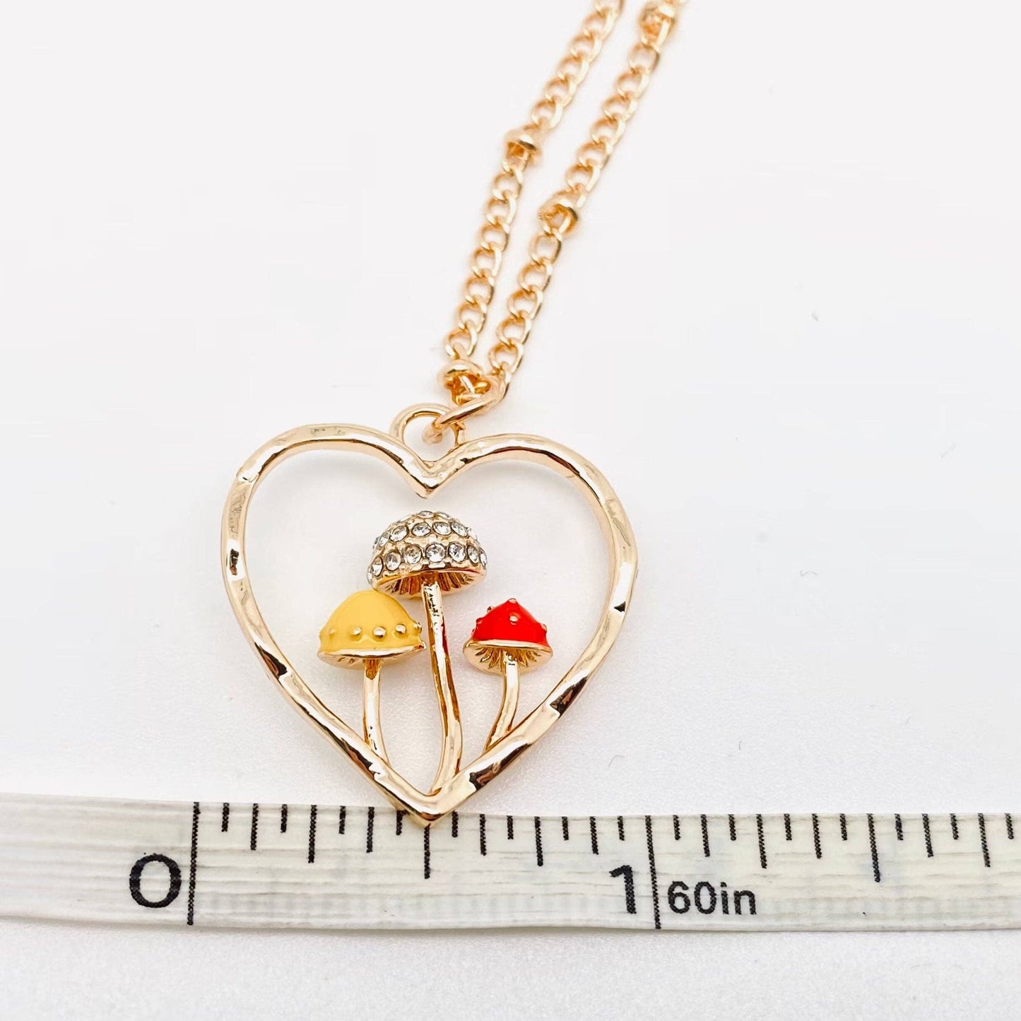 Heart-shaped 3D Mushroom Pendant Necklace