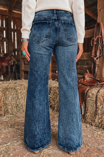 ~PREORDER~ Acid Wash Pocket Detail Flare Jeans ~PREORDER~